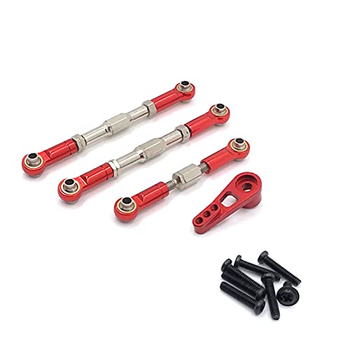 YZSM Rc Car Accessories Metal Steering Rocker Rod Linkage With Serve Arm For Wltoys 1/12 12402 RC Car Upgrade Parts Universal (Color : RED)