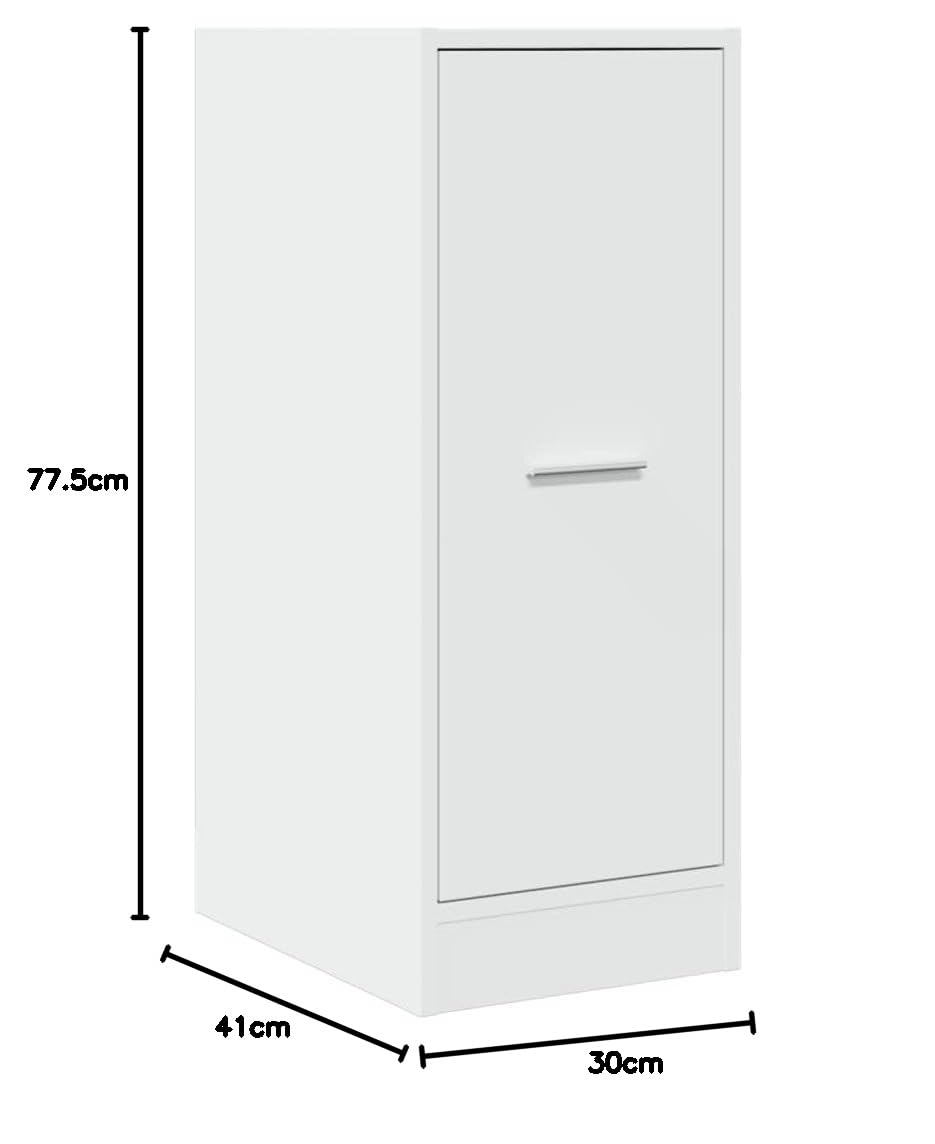 Weißer Apothekerschrank 30x41x77,5 cm aus Holzwerkstoff mit 2 Schubladen, hohe Tragkraft 65 kg, platzsparender Lagerschrank für Büro, Küche, Wohnzimmer und Flur