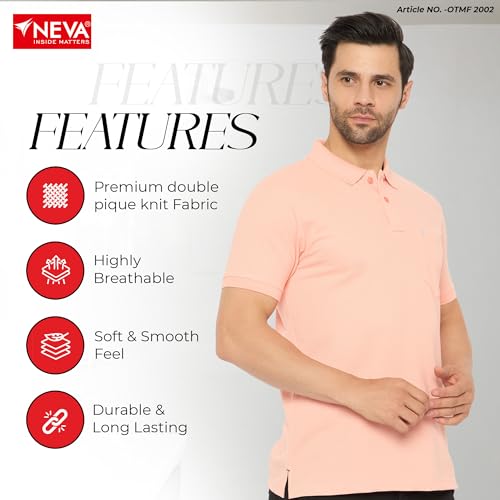 Image of NEVA Men's Regular Fit Half Sleeve Polo Neck T-Shirt with Chest Pocket