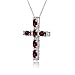 B. BRILLIANT Sterling Silver Synthetic Ruby Oval-Cut Statement Fashion Large Cross Necklace for Women