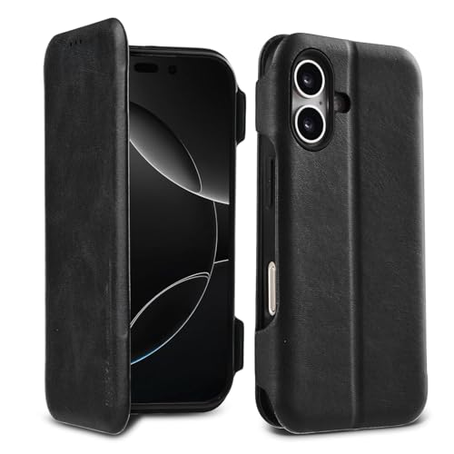 Image of PULOKA PU Leather Flip Cover Compatible with iPhone 17 - Wallet Case with Card Slot, Magnetic Closure & Kickstand Stand Function (Black)