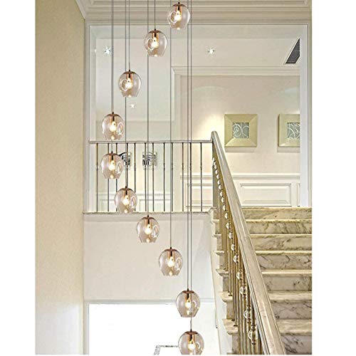 VVHUDA 10 sfere di vetro lampadario a spirale scala lungo lampadario duplex costruzione grande lampadario soggiorno villa cava scala moderna luce lunga lampada a sospensione 50x200 cm small gift