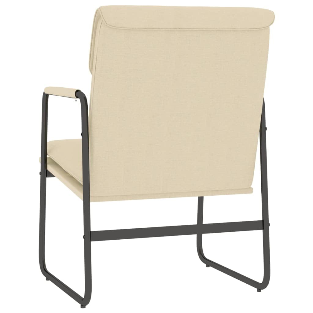 Sillón de salón, color crema, 55 x 64 x 80 cm, funda de tela, estructura de metal, silla tapizada con reposabrazos, sillón orejero para dormitorio y salón, máx. 110 kg