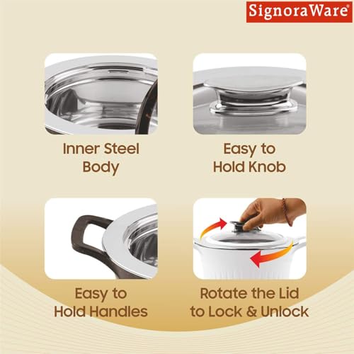 Image of SignoraWare Master Lock BPA Free Plastic Casserole with Glass Lid | Airtight & Leakproof | Microwave Safe | Perfect for Home, Kitchen & Gifting | Ideal for Storing & Serving Hot Meals (1 Ltr |Black)