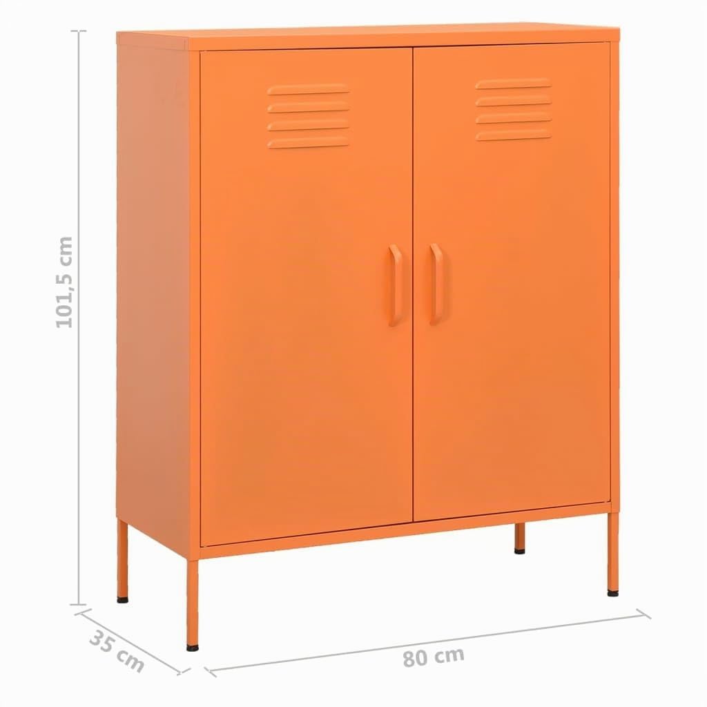 vidaXL Lagerschrank Sideboard Kommode Anrichte Stahlschrank Schrank Beistellschrank Mehrzweckschrank Bücherschrank Standschrank Orange 80x35x101,5cm Stahl