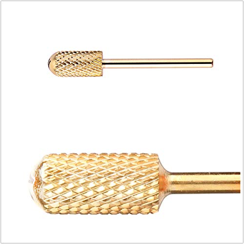 Image of Makartt Safety Nail Drill Bit Gold Carbide Carbide Bit Medium Round Gold Nail Art Tools Nail File Bit Remove Gel Polish Dip Powder Nail Extension Gel Drill Bit 3 /32 inch Manicure B-30