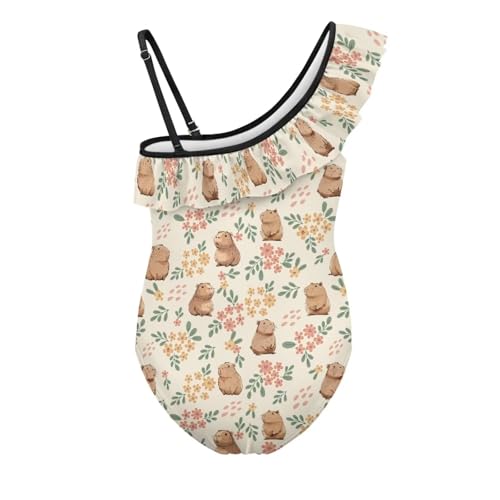 Girls One Piece Swimsuits Ruffle One Shoulder Swimwear Adjustable Strap Toddler Summer Vacation Beach Bathing Suit2