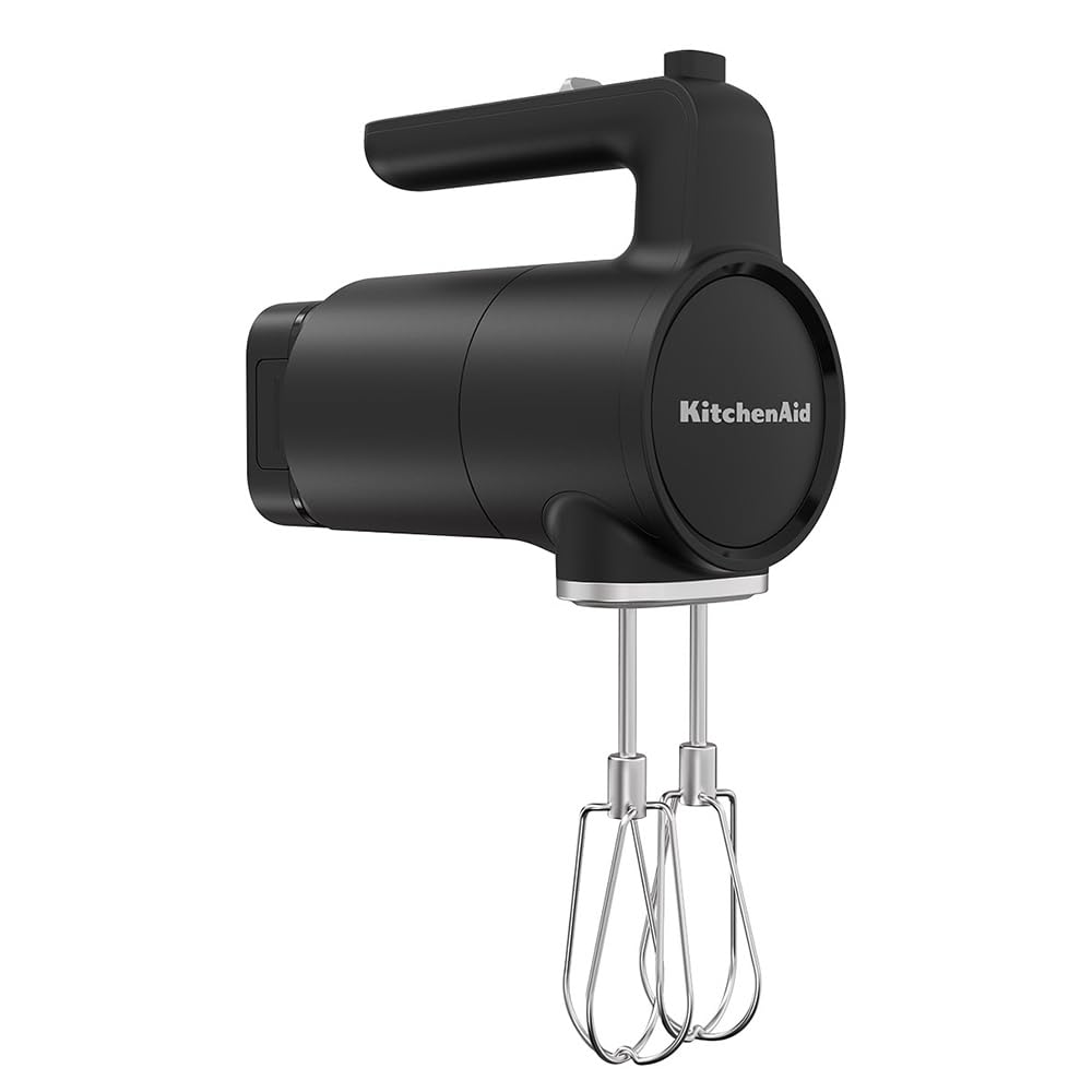 KitchenAid Sbattitore elettrico senza fili - Go Cordless - Frullatore a mano con 7 velocità e Soft Start - Fruste Turbo in acciaio inox - 60 minuti di utilizzo - Potente - Nero - Senza batteria