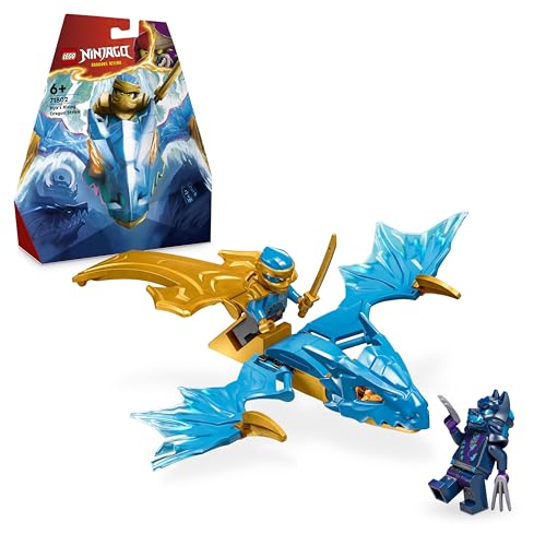 NINJAGO Attacco del Rising Dragon di Nya, Giochi per Bambini e Bambine da 6 Anni in su, Action Figure di Drago Giocattolo da Costruire con 2 Minifigure, Spada Ninja e Artigli 71802