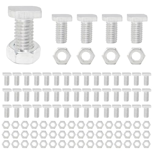 Greenhouse Nuts and Bolts,50 Sets Aluminium Hex Nuts and T Head Bolts for Building Repairing Greenhouse Necessary Accessories
