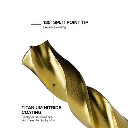 Image of Klein Tools 53614 14-Piece Titanium Drill Bit Set, Impact-Rated, 1 /4-Inch Hex Shank, Cuts Metal, Plastic, Wood, 11 Unique Sizes