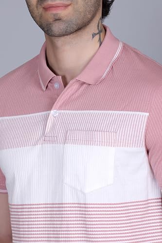 Image of SANE ORIGINALS T-Shirt for Men with Pocket || Textured Striped Polo for Men