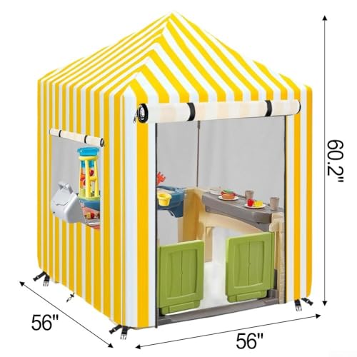 Housse de maison de jeu en bois jaune imperméable avec sangles de fixation réglables