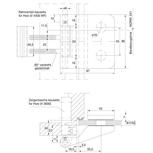 Dorma Glas 81136015099 TB Flügelt. J.Office, 48,5mm ALF1 Dorma Glass Door Hinge Wing Part Junior Office 11.360, 48.5 mm - Image 3