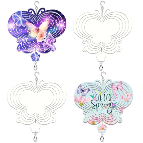 4 Pack Girouette sublimation 8 po structures 3D aluminium jardin 4 pièces papillon