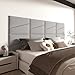 peaudny Peel and Stick Headboard for Queen Bed Linen Fabric Upholstered Wall Mounted Headboard - Wall Padding Panel in Light Grey for Bedroom/Living Room/Dorm (6 Panels)