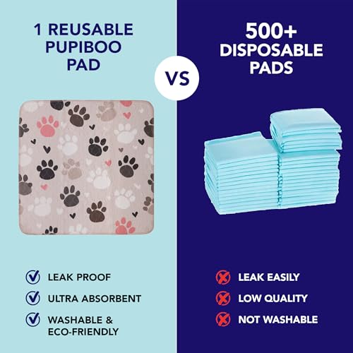 Image of PUPIBOO Washable Pee Pads for Dogs and Cats - Super Absorbent Reusable Puppy Training Pads - 100% Waterproof, Leak-Proof & Non-Slip Whelping Pads for Pet Housebreaking