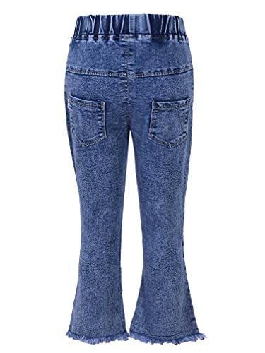 Kids Girls Vintage Flared Jeans Casual Slim Fit Denim Pants Elastic Waist Bell-Bottoms Stylish Sweatpants Jeggings2