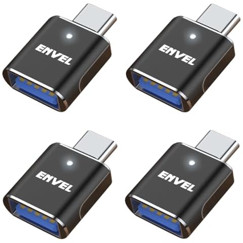 𝟒𝐏𝐚𝐜𝐤 𝐔𝐩𝐠𝐫𝐚𝐝𝐞𝐝 ENVEL USB C to USB Adapter, USB 3.0 to USB C Adapter, Type-C Male to USB Female OTG Converter, Compatible with Apple iWatch iPhone 13 14 15 Galaxy S24 iPad Air 4 5 Mini 6 Cover