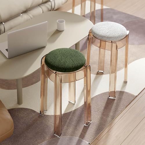 Barhocker aus Acryl, rückenfrei, stapelbar, Thekenhöhe, Stuhl für Küche, Esszimmer, Wohnzimmer, Innen- und Außenbereich