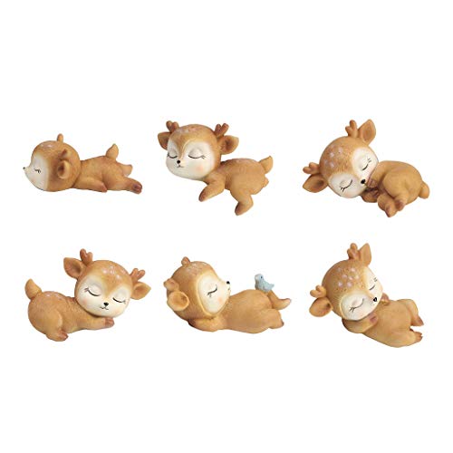 6 PCS Figura/Miniatura di Cervi in Resina Decorazione Animali della Foresta per Micro Moss Paesaggio, Vaso di Fiori, Decorazione Torta