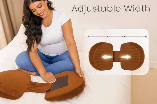Image of Pregnancy Pillow for Women | Multifunctional H Shaped Maternity Pillow for Pregnancy Sleeping | Velvet Back Support Pillow with Belly, Stomach & Hip Support | Washable Cover (Oxblood, Set of 2)
