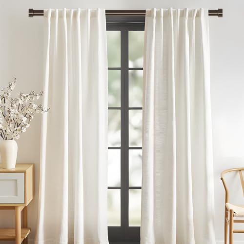 Bronze Curtain Rods for Windows 28 to 48 Inch(1.5-5 Feet), 1" Diameter Drapery Rods with Modern Style End Cap Finials,Size:30-60 Inch, Antique Bronze