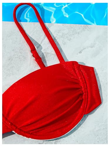 SweatyRocks Women's Two Piece Swimsuit Ruched High Cut Mid Rise Bikini Sets Swimwear3