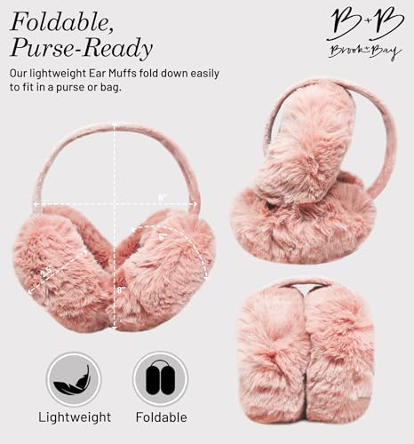 Brook + Bay Ear Muffs Winter Women - Stay Warm with Winter Ear Muffs for Women - Adjustable Fluffy Folding Earmuffs - Fuzzy Faux Fur Earmuff Foldable - Women's Earmuffs - Thumbnail 4