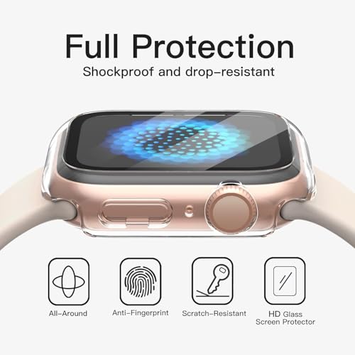 Image of Case with Screen Protector for Apple Watch SE 3 /2 /1 (2025 /2022 /2020) / Series 6 5 4 40mm, Overall Protective Cover, Built-in Tempered Glass Film High Sensitivity, 3 Pack (Clear)