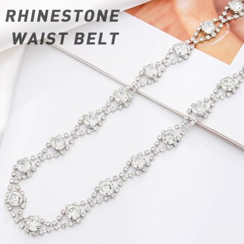 CanB Rhinestone Waist Belt Crystal Chain Belt Large Size Belt Women Waistband Belt for Dress4