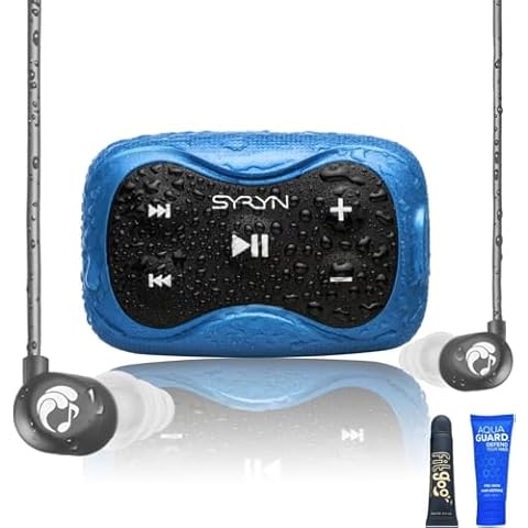 100% Waterproof SYRYN Swimbuds Flip Bundle for Swimming with Music | Enjoy Up to 2,000 Songs or 138 Hours of Audio | Drag and Drop MP3, AAC, M4a, FLAC Using PC or Mac | No Apple Music, No Spotify Cover