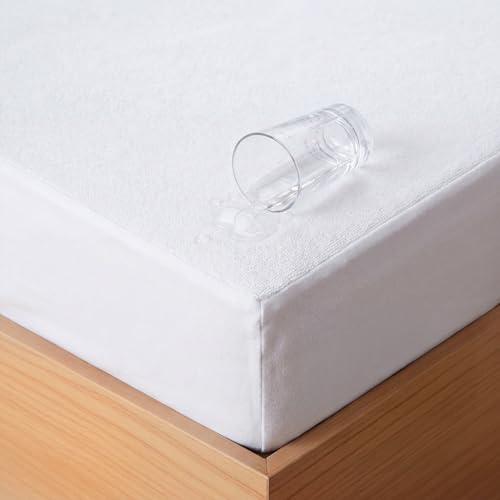 Image of Frido Bamboo Waterproof Mattress Protector for Single Beds(78 x 36 Inch), Soft Bamboo Terry Comfort, Cooling Breathable & Noiseless Mattress Cover, Fit for Mattresses Up to 10 Inches (White)