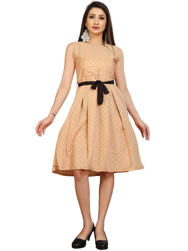 Image of Crepe Floral Print Kurti for Women, Knee Length Dress Dress, Wester Wear