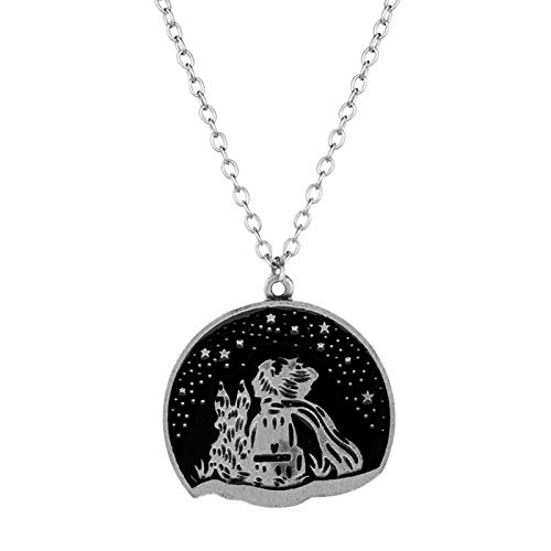 Tbkoly Colliers Steampunk Personnalisés Pendentif Chaîne Ras du Cou, Petit Prince Renard Collier avec Petit Prince Lune Fée Collier Femmes Hommes Enfants...