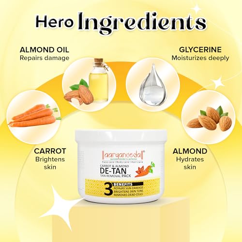 Image of Aryanveda Brightening Depigmentation Tan Removal Face Pack Enriched with Carrot & Almond Removes Blackheads & Dark Spots For Men & Women Suits All Skin Types 200g