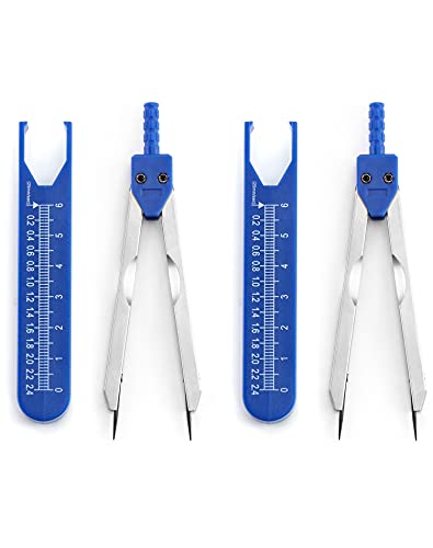 QWORK® ECG EKG Caliper Messing EKG Lineal mit Schutzabdeckung, Lineal Messwerkzeug zur Messung von Elektrokardiographen, 2 Stück