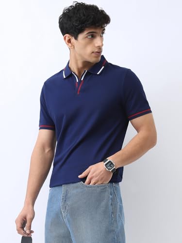 Image of Urbano Fashion Men's Solid Regular Fit Half Sleeve Cotton Polo T-Shirt