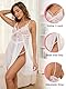 CheChury Sexy Transparentes Nachthemd Mesh Dessous Babydoll mit G-String Damen Spitze Durchsichtig Nachtwäsche V-Ausschnitt Lingerie Reizwäsche Kleid Unterwäsche mit Spaghettiträgern