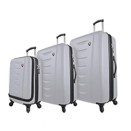 Mia Toro Italy Tasca Moderna Hardside Spinner Luggage 3 Piece Set, White, 3PC