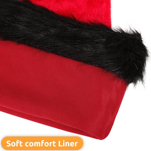 KONVINIT Christmas Santa Hat for Adults - Luxury Long Xmas Party Accessory for Men and Women Red and Black - Image 3