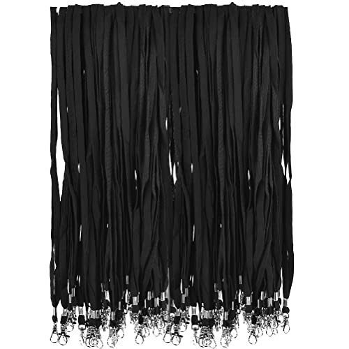 45cm Schlüsselband 100 Stück Lanyards schlüsselanhänger band lanyard Nackenband Swivel Schließe Umhängebänder mit Karabinerhaken Büro Abzeichen für ID-Karten Ausweise Schlüssel für ID-Karten(Schwarz)