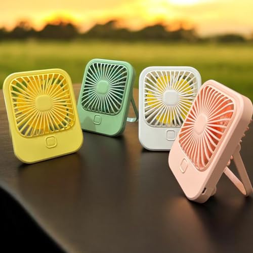 Image of Litehom Small Desk Fan, 2000mAh Rechargeable Fan Battery Powered, 180Foldable Portable Fan, 3 Speeds Adjustable USB Fan Silent Powerful for Home Office Travel Outdoor (PINK)