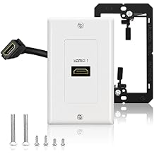 HDMI 2.1 Wall Plate, ELECTOP 8K HDMI Wall Outlet Pass Through with Low Voltage Metal Mounting Bracket, Supports 8K@60Hz and 4K@120Hz, 3D, HDR, 48 Gbps HDMI Box, Fits Home Theater Systems