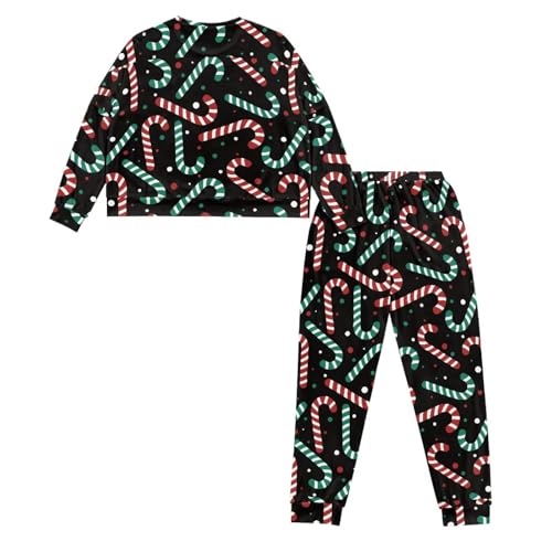 Image of Womens Lounge Set Long Sleeve Soft Pajama Sets Casual 2 Piece Pj Outfit Crewneck Sleepwear with Pockets Plus Size