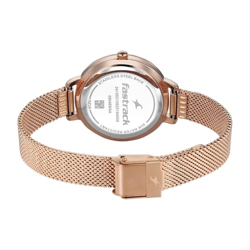 Image of Fastrack Stunners X Quartz Analog with Pink Dial Rose Gold Stainless Steel Strap Watch for Girls - 68048WM02