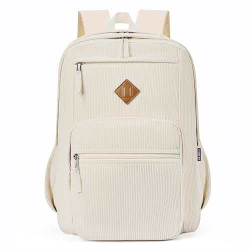 ZORFIN 26L Backpack for School, College, and Travel: Corduroy Bookbag with 8 Compartments - Vintage Lace