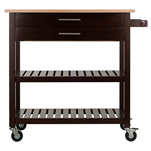 Winsome Langdon Cart Kitchen, Cappuccino/Natural - Thumbnail 2
