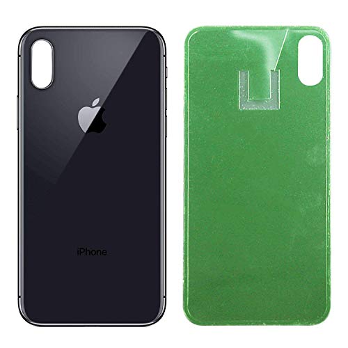 Apple iPhone X Replacement Back Glass Cover Back Battery Door w/Pre-Installed Adhesive,Best Version Apple iPhone X All Models OEM Replacement (Black)