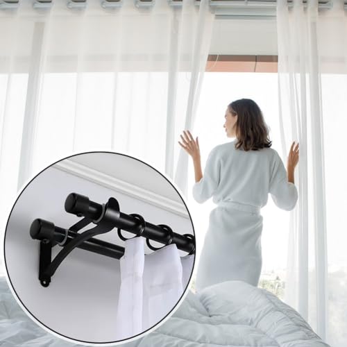 AHANDMAKER 4 Stück Endkappen Für Fenstervorhangstangen Für Gardinenstangen Aus Eisen Mit Schraube, Endkappen Für Gardinenstangen Für Römische Gardinenstangen Mit 0.88,(5) cm Durchmesser, Schwarz